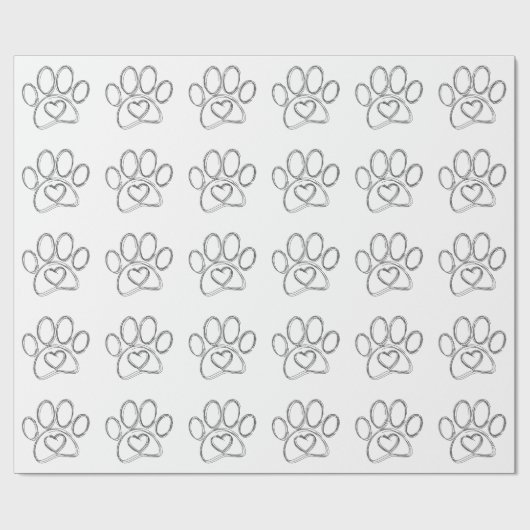 Dog Paw Print Kontur Geschenkpapier (Flach)
