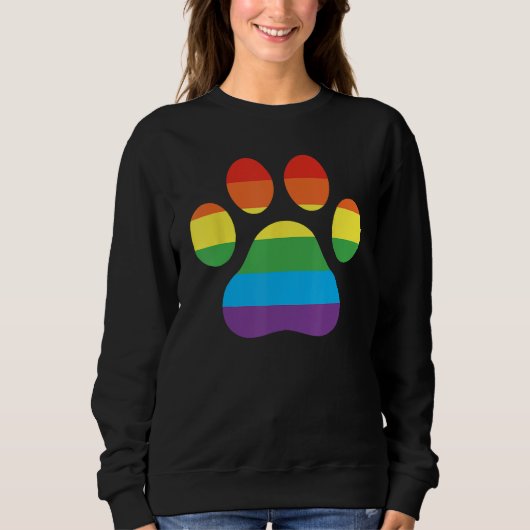 Dog Paw Print LGBTQ Rainbow Flag Gay Pride Ally Do Sweatshirt (Vorderseite)