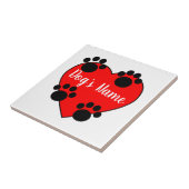 Dog Paw Print Liebe mit Individuelle Name Fliese (Seite)