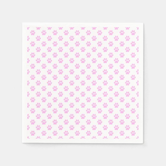 Dog Paw Print Light Pink White Background Serviette (Vorderseite)