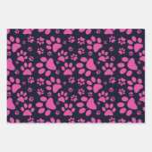 Dog Paw Print Lila und schwarz Geschenkpapier Set (Vorderseite 3)