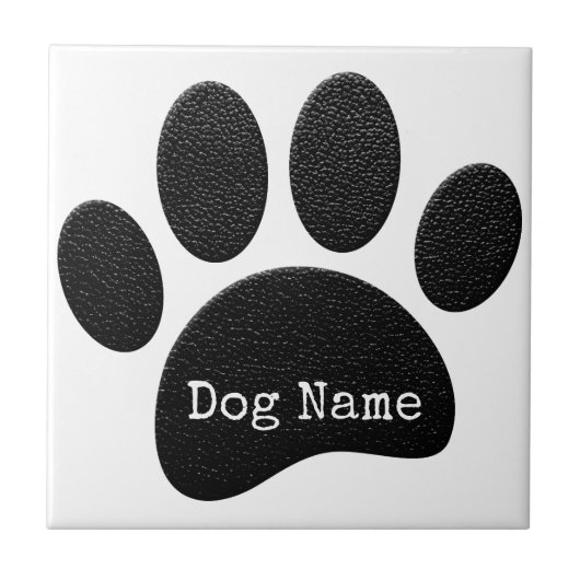 Dog Paw Print mit benutzerdefinierten Schreibmasch Fliese (Vorderseite)