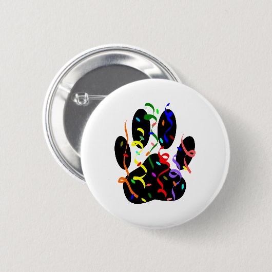 Dog Paw Print mit Confetti und Streamer Button (Vorne & Hinten)