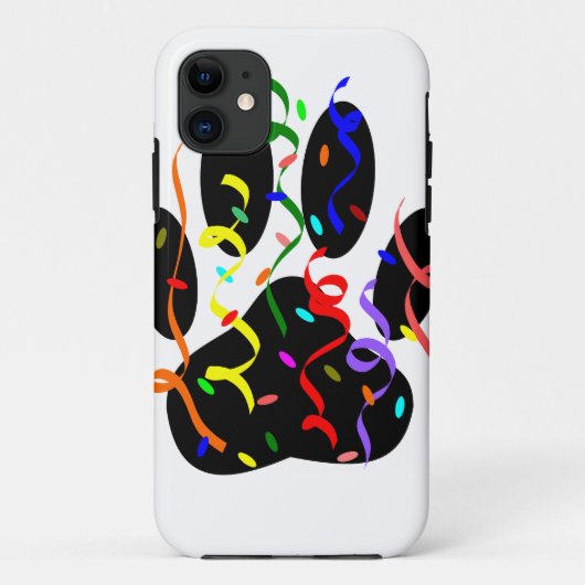 Dog Paw Print mit Confetti und Streamer Case-Mate iPhone Hülle (Rückseite)