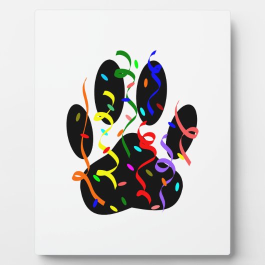 Dog Paw Print mit Confetti und Streamer Fotoplatte (Vorderseite)
