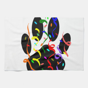Dog Paw Print mit Confetti und Streamer Handtuch