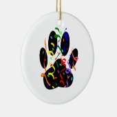 Dog Paw Print mit Confetti und Streamer Keramikornament (Rechts)