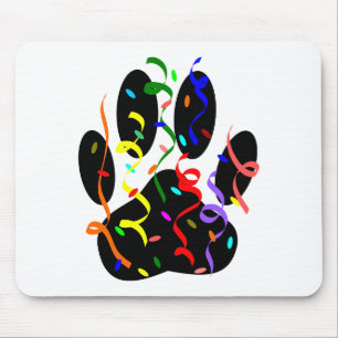 Dog Paw Print mit Confetti und Streamer Mousepad