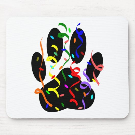 Dog Paw Print mit Confetti und Streamer Mousepad (Vorne)