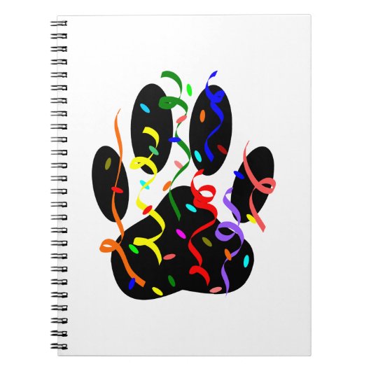 Dog Paw Print mit Confetti und Streamer Notizblock (Vorderseite)