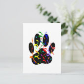 Dog Paw Print mit Confetti und Streamer Postkarte (Stehend Vorderseite)