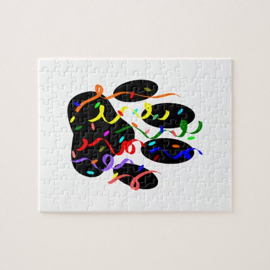 Dog Paw Print mit Confetti und Streamer Puzzle (Horizontal)