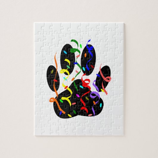 Dog Paw Print mit Confetti und Streamer Puzzle (Vertikal)