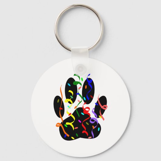 Dog Paw Print mit Confetti und Streamer Schlüsselanhänger (Vorderseite)