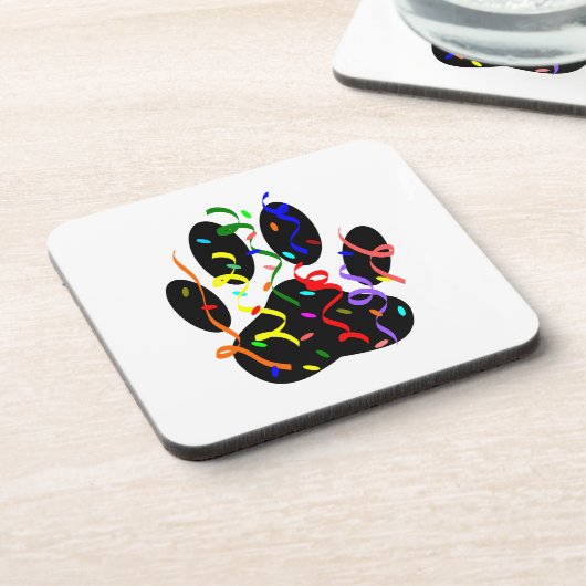 Dog Paw Print mit Confetti und Streamer Untersetzer (Linke Seite)