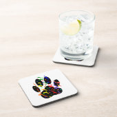 Dog Paw Print mit Confetti und Streamer Untersetzer (Rechte Seite)