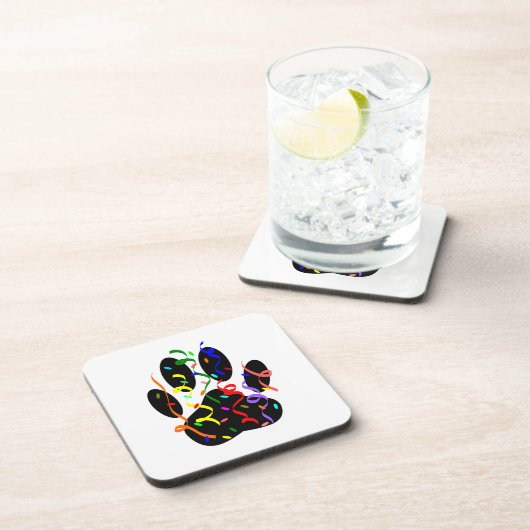 Dog Paw Print mit Confetti und Streamer Untersetzer (Rechte Seite)