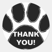 Dog Paw Print mit Dankeschön Message Round Aufkleb Runder Aufkleber (Vorderseite)