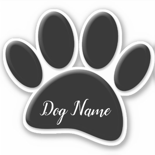 Dog Paw Print mit eigenem Doggie-Namen Aufkleber (Vorderseite)