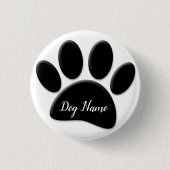 Dog Paw Print mit eigenem Doggie-Namen Button (Vorderseite)