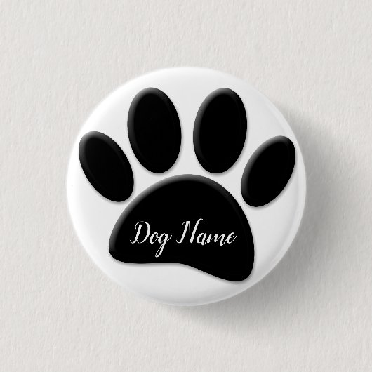 Dog Paw Print mit eigenem Doggie-Namen Button (Vorderseite)