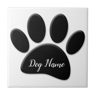 Dog Paw Print mit eigenem Doggie-Namen Fliese