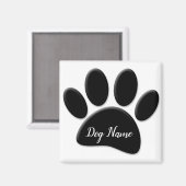 Dog Paw Print mit eigenem Doggie-Namen Magnet (Vorderseite/Rückseite)