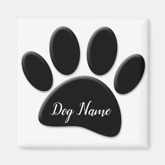 Dog Paw Print mit eigenem Doggie-Namen Magnet (Vorne)