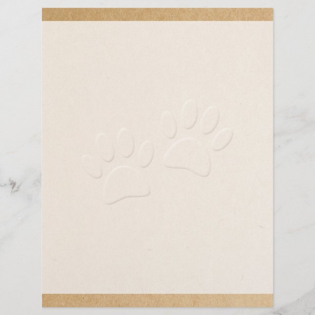 Dog Paw Print mit Embossed Effect Briefbogen (Vorderseite)