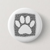 Dog Paw Print mit Halftone Hintergrund Button (Vorderseite)