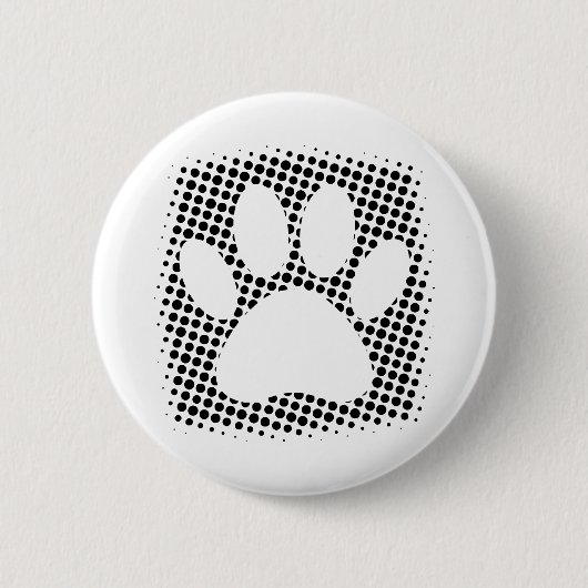 Dog Paw Print mit Halftone Hintergrund Button (Vorderseite)
