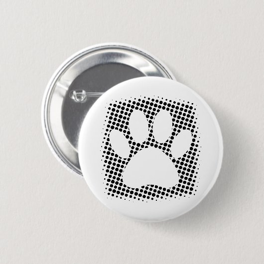 Dog Paw Print mit Halftone Hintergrund Button (Vorne & Hinten)