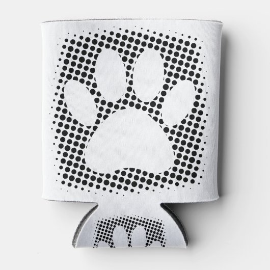 Dog Paw Print mit Halftone Hintergrund Dosenkühler (Vorderseite)