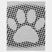 Dog Paw Print mit Halftone Hintergrund Fleecedecke (Vorderseite)