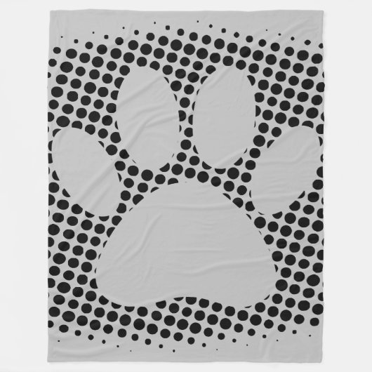 Dog Paw Print mit Halftone Hintergrund Fleecedecke (Vorderseite)