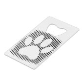 Dog Paw Print mit Halftone Hintergrund Geldbeutel Flaschenöffner (Rückseite Schrägansicht)