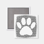 Dog Paw Print mit Halftone Hintergrund Magnet (Vorderseite/Rückseite)