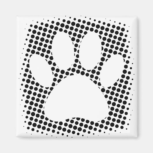 Dog Paw Print mit Halftone Hintergrund Magnet (Vorne)