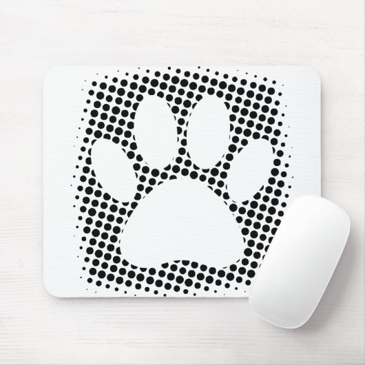 Dog Paw Print mit Halftone Hintergrund Mousepad (Mit Mouse)