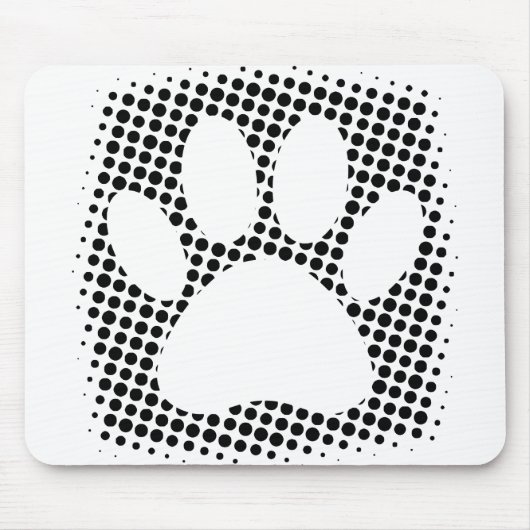 Dog Paw Print mit Halftone Hintergrund Mousepad (Vorne)