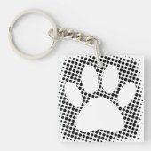 Dog Paw Print mit Halftone Hintergrund Schlüsselanhänger (Vorderseite)