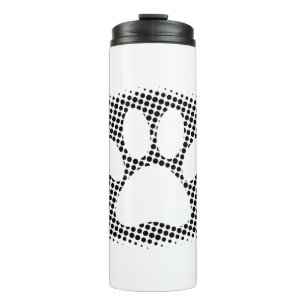 Dog Paw Print mit Halftone Hintergrund Thermosbecher