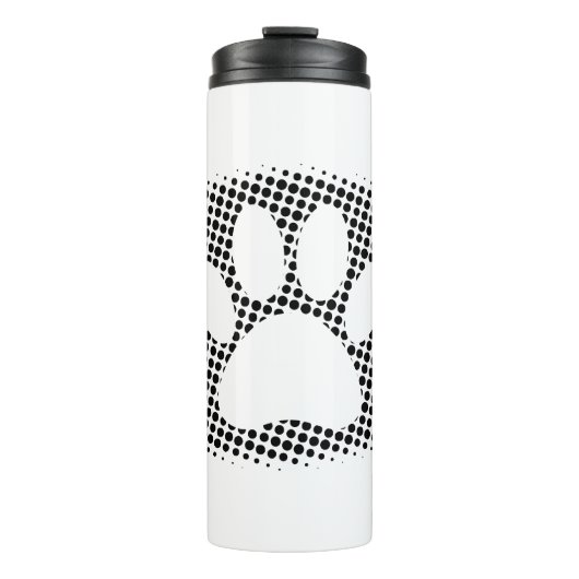 Dog Paw Print mit Halftone Hintergrund Thermosbecher (Vorderseite)
