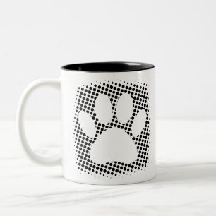 Dog Paw Print mit Halftone Hintergrund Zweifarbige Tasse