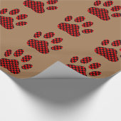 Dog Paw Print mit Herz auf braun Geschenkpapier (Ecke)
