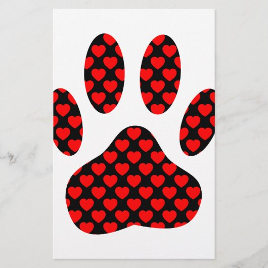 Dog Paw Print mit Herz Briefpapier (Vorderseite)