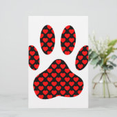 Dog Paw Print mit Herz Briefpapier (Stehend Vorderseite)