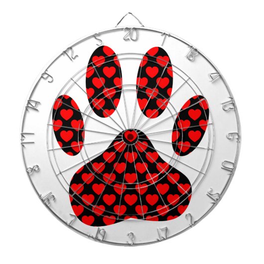 Dog Paw Print mit Herz Dartscheibe (vorne)