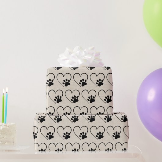 Dog Paw Print mit Herz Geschenkpapier (Partygeschenke)