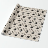 Dog Paw Print mit Herz Geschenkpapier (Ungerollt)